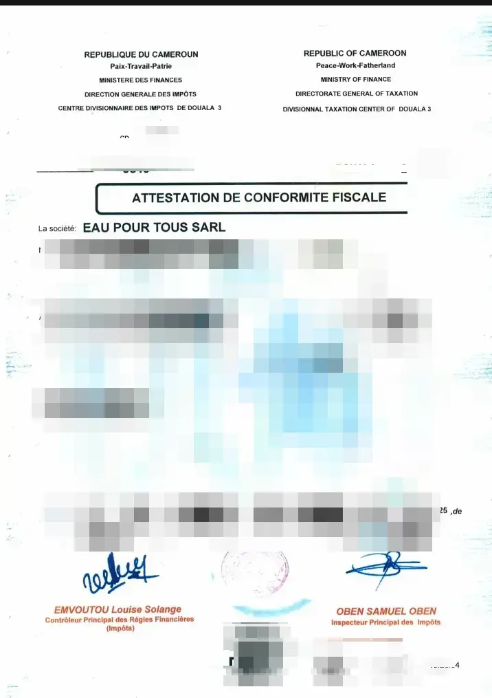 ATTESTATION DE CONFORMITE SOCIALE